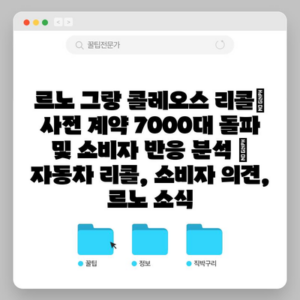 르노 그랑 콜레오스 리콜| 사전 계약 7000대 돌파 및 소비자 반응 분석 | 자동차 리콜, 소비자 의견, 르노 소식