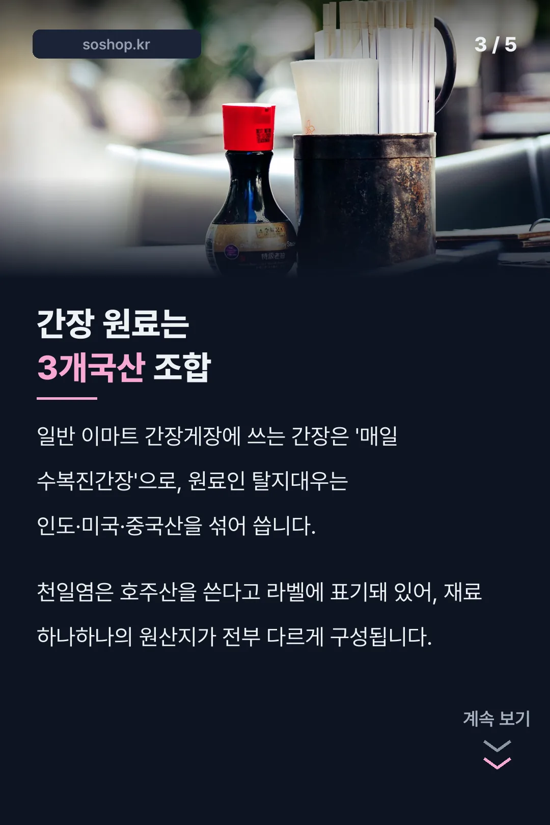 간장 원료 3개국산 조합
