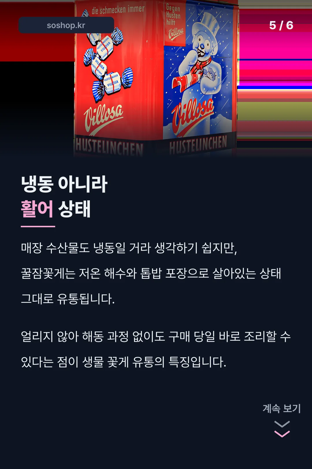 냉동 아닌 활어 상태
